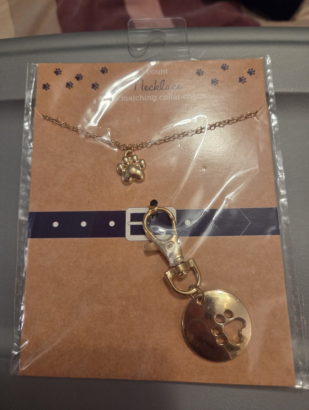Dog Mom Pawprint Necklace For Human Charm For Dog